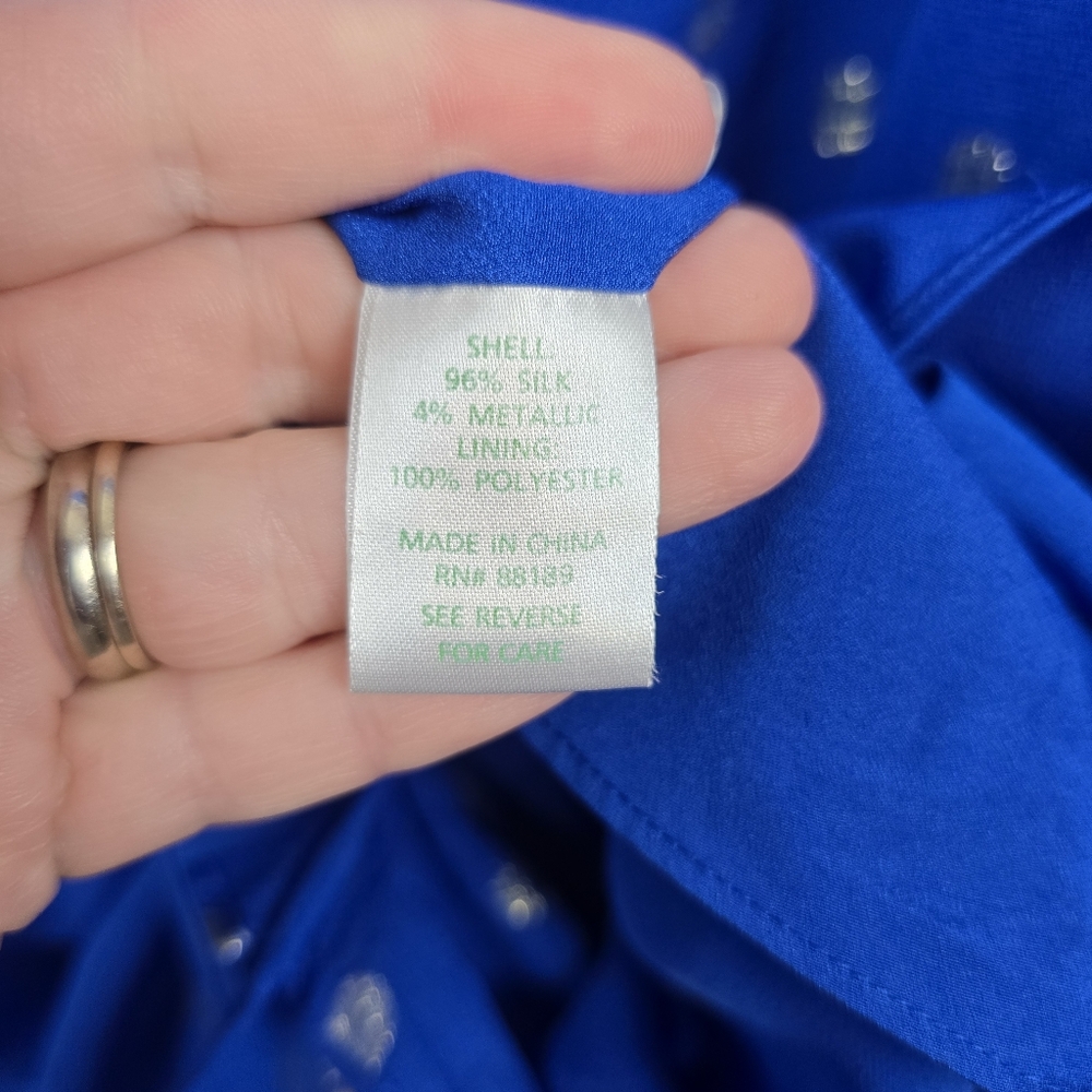 Lilly Pulitzer Blue Silk Blend One Shoulder Dress Size 10 - Picture 5 of 7